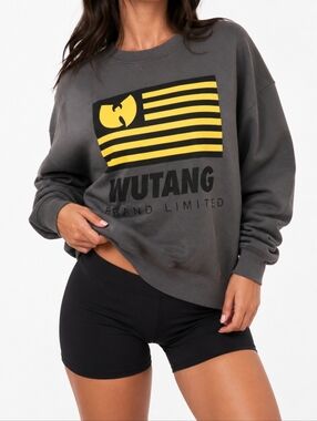 Wu-Tang Brand Limited Graphic Sweatshirt Grey Crewneck Logo Flag Print